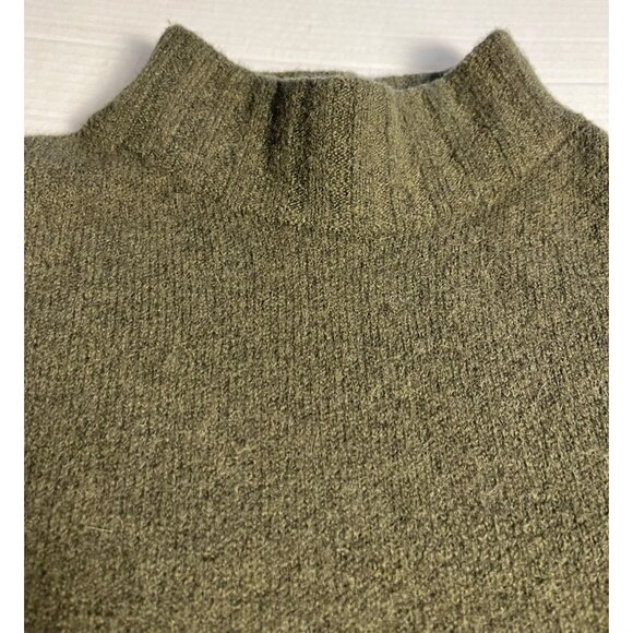 Point Sur Olive Green Mock Neck Wool alpaca Blend Sweater L ribbed details - Picture 7 of 12